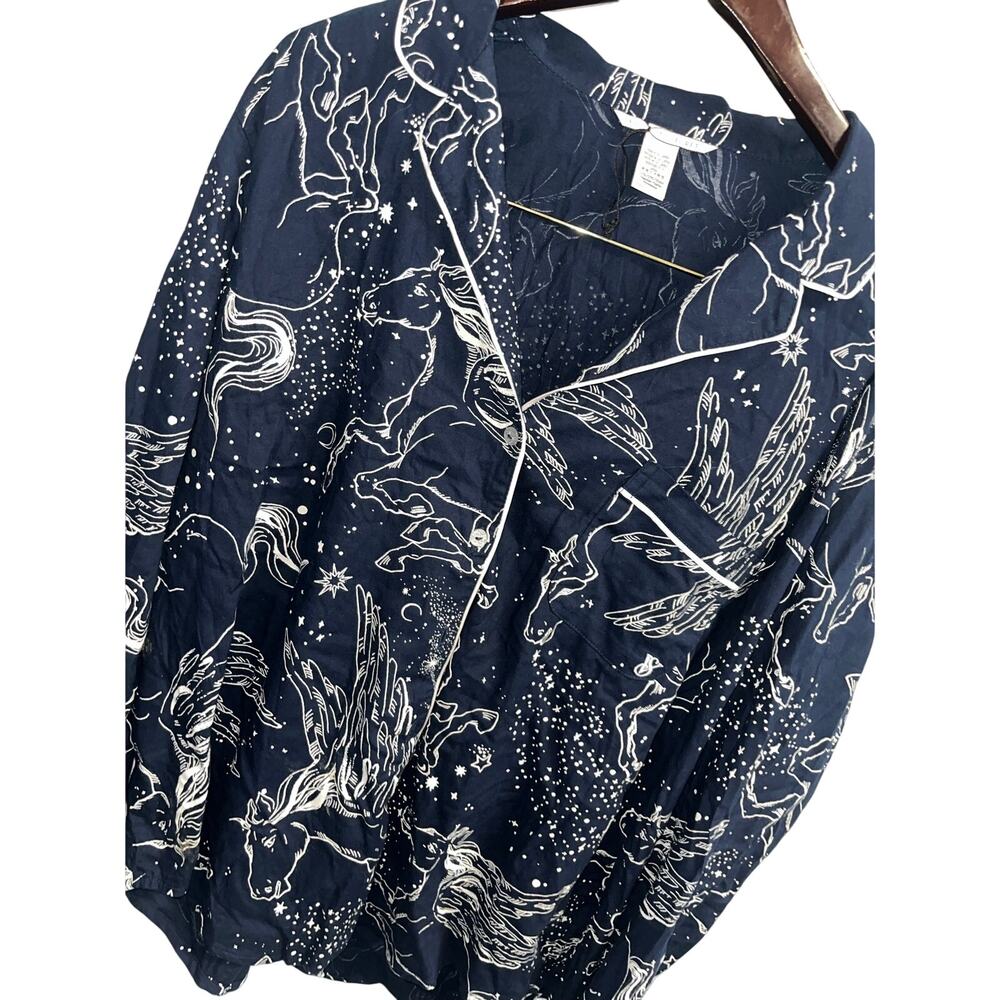 Victoria's Secret Celestial Pegasus Pajama Top Navy Blue Size L